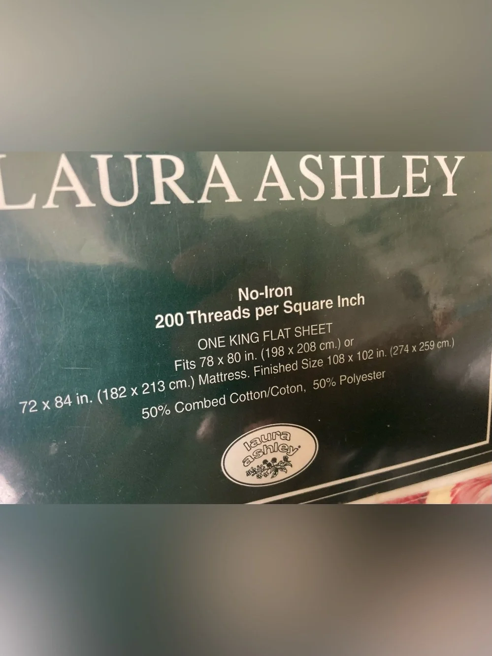 Laura Ashley King Flat Sheet JULIET Roses Floral NEW IN PKG 200 Threads/sq inch